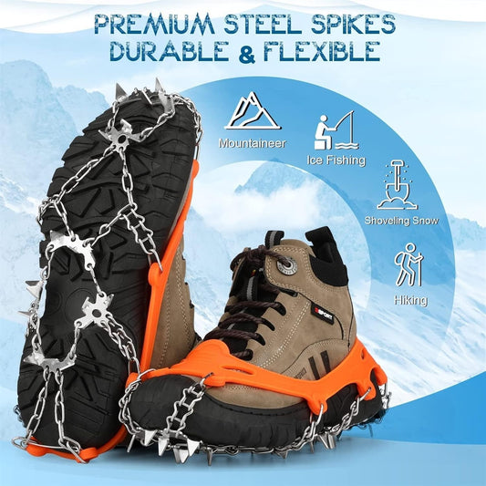 50% RABATT| StepClaw™ | Steigeisen – Schuhspikes mit 19 Edelstahlspikes für sicheren Halt auf Eis & Schnee | Rutschschutz mit robustem TPE-Rahmen