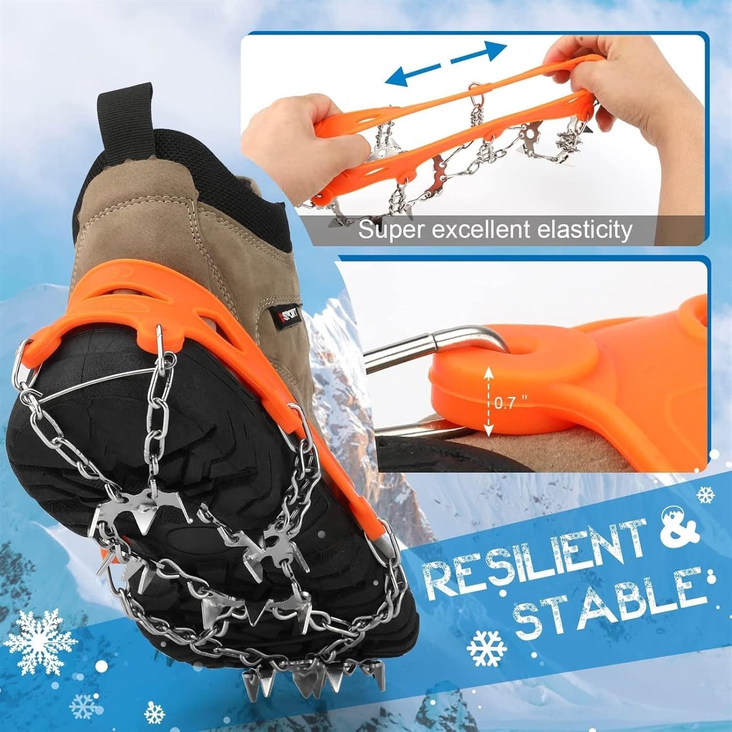 50% RABATT| StepClaw™ | Steigeisen – Schuhspikes mit 19 Edelstahlspikes für sicheren Halt auf Eis & Schnee | Rutschschutz mit robustem TPE-Rahmen