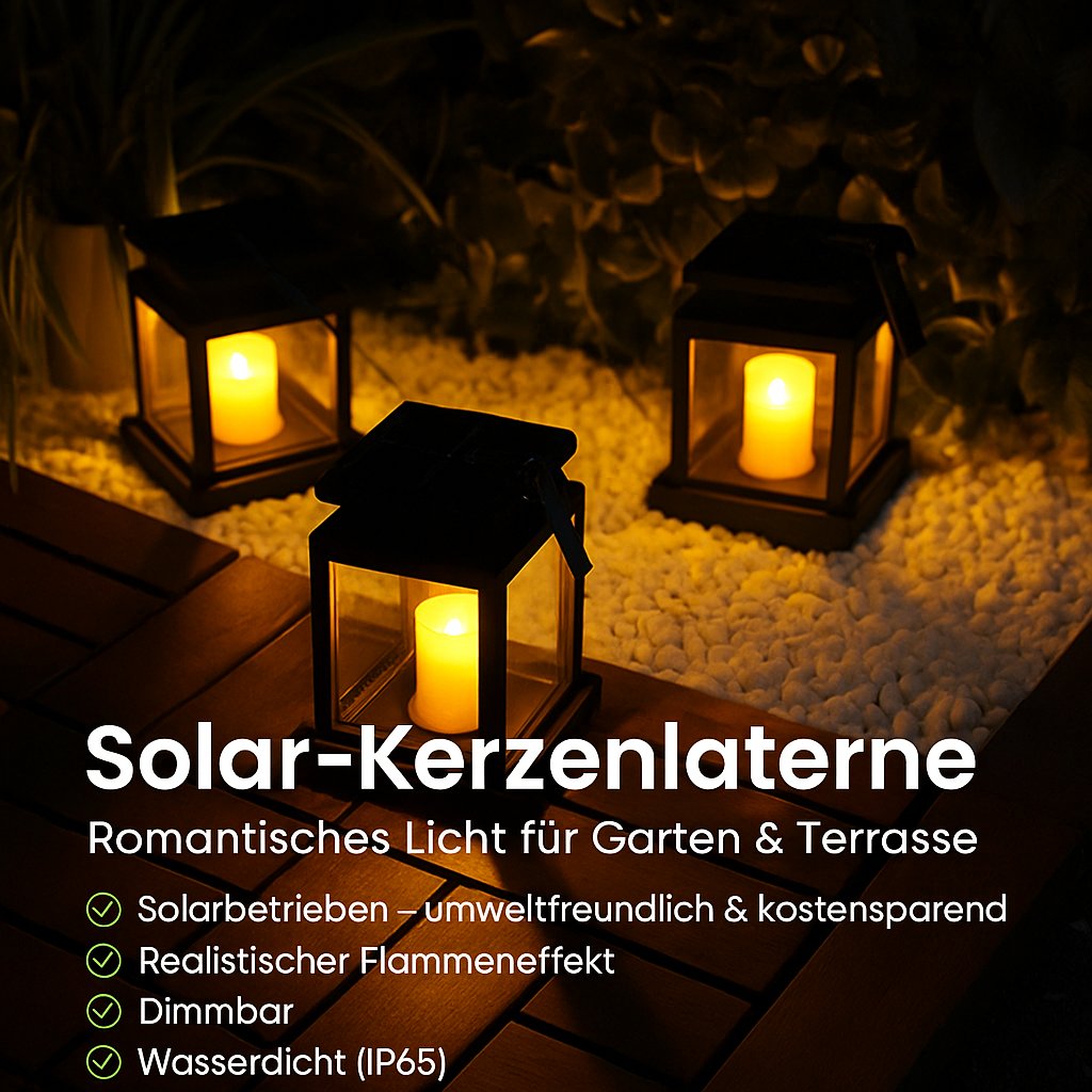 Solar-Kerzenlaterne™ | Romantisches Licht für Garten & Terrasse