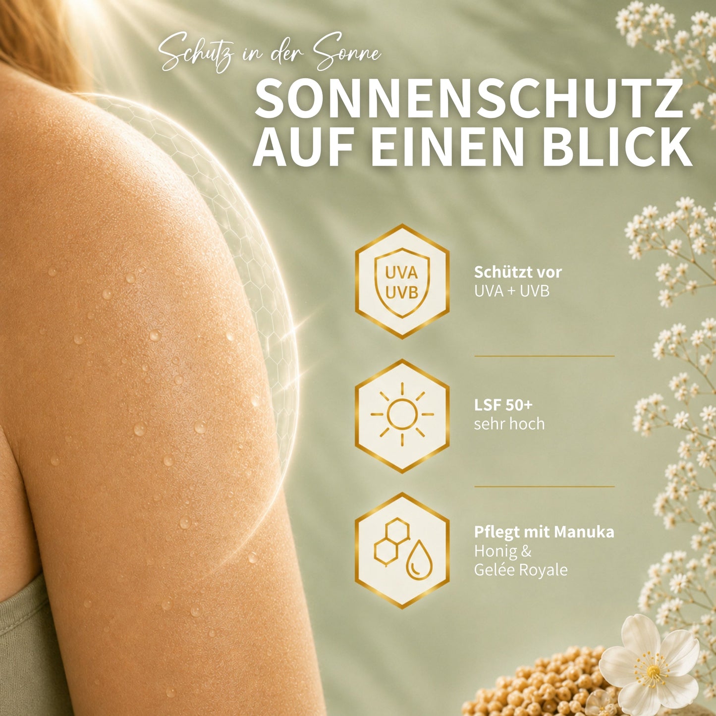 SunViora™ – LSF 50+ Sonnenspray mit Manuka-Honig & Gelée Royale