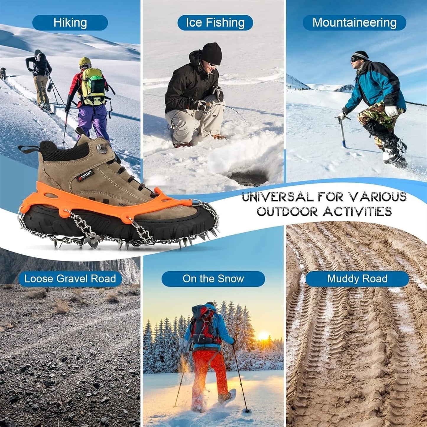 50% RABATT| StepClaw™ | Steigeisen – Schuhspikes mit 19 Edelstahlspikes für sicheren Halt auf Eis & Schnee | Rutschschutz mit robustem TPE-Rahmen