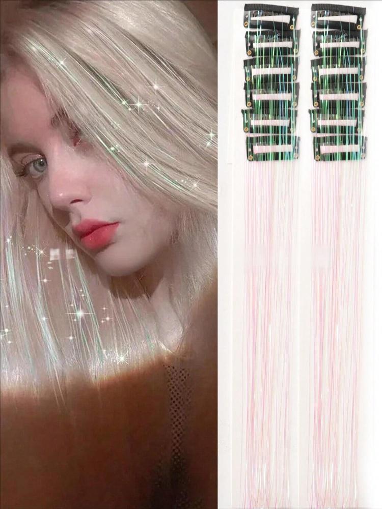 Glitzer-Haarextensions mit Clips | Farbige Highlights für sofortigen Wow-Effekt