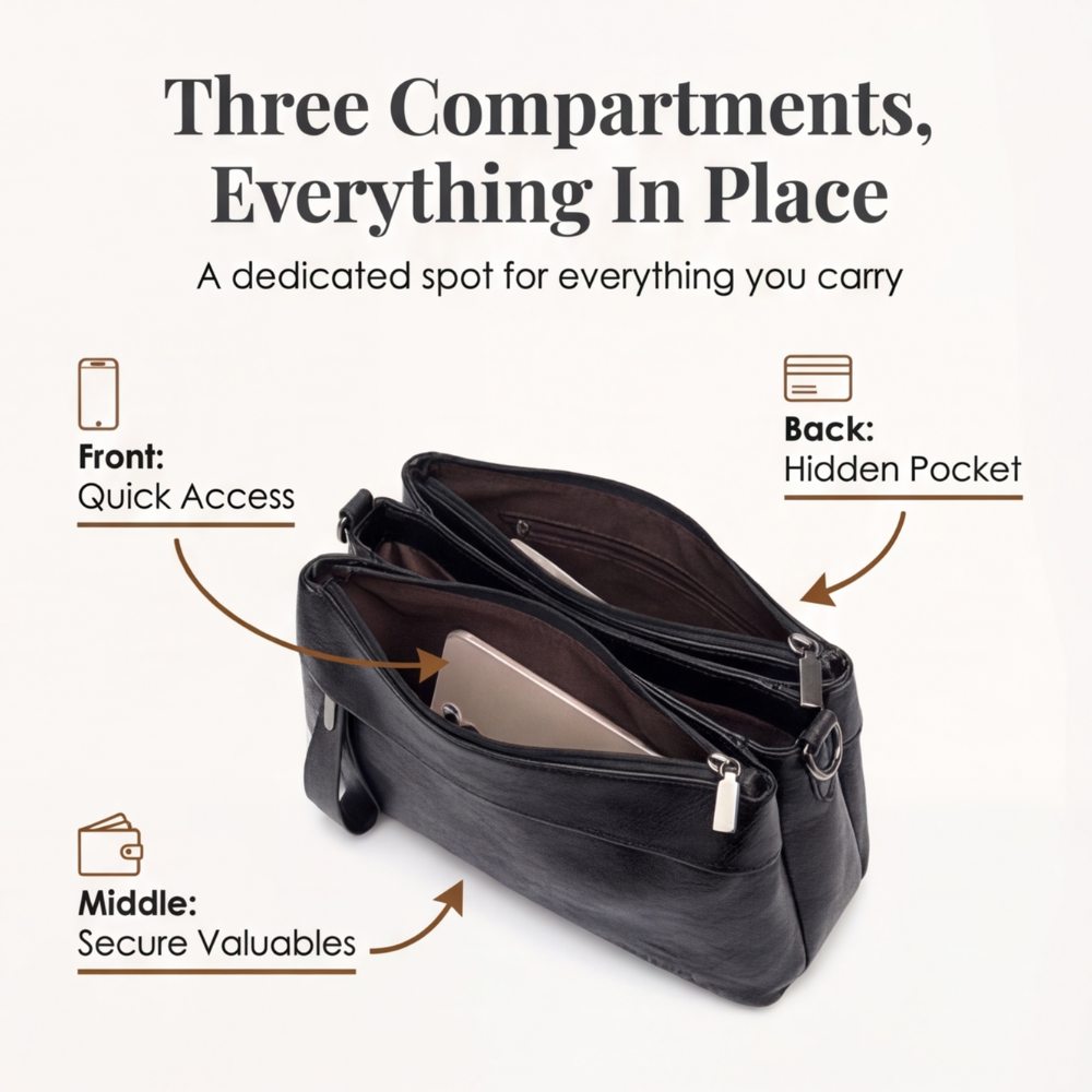 UrbanEase™ | Weiche Kunstleder-Crossbody-Bag – 3 Fächer