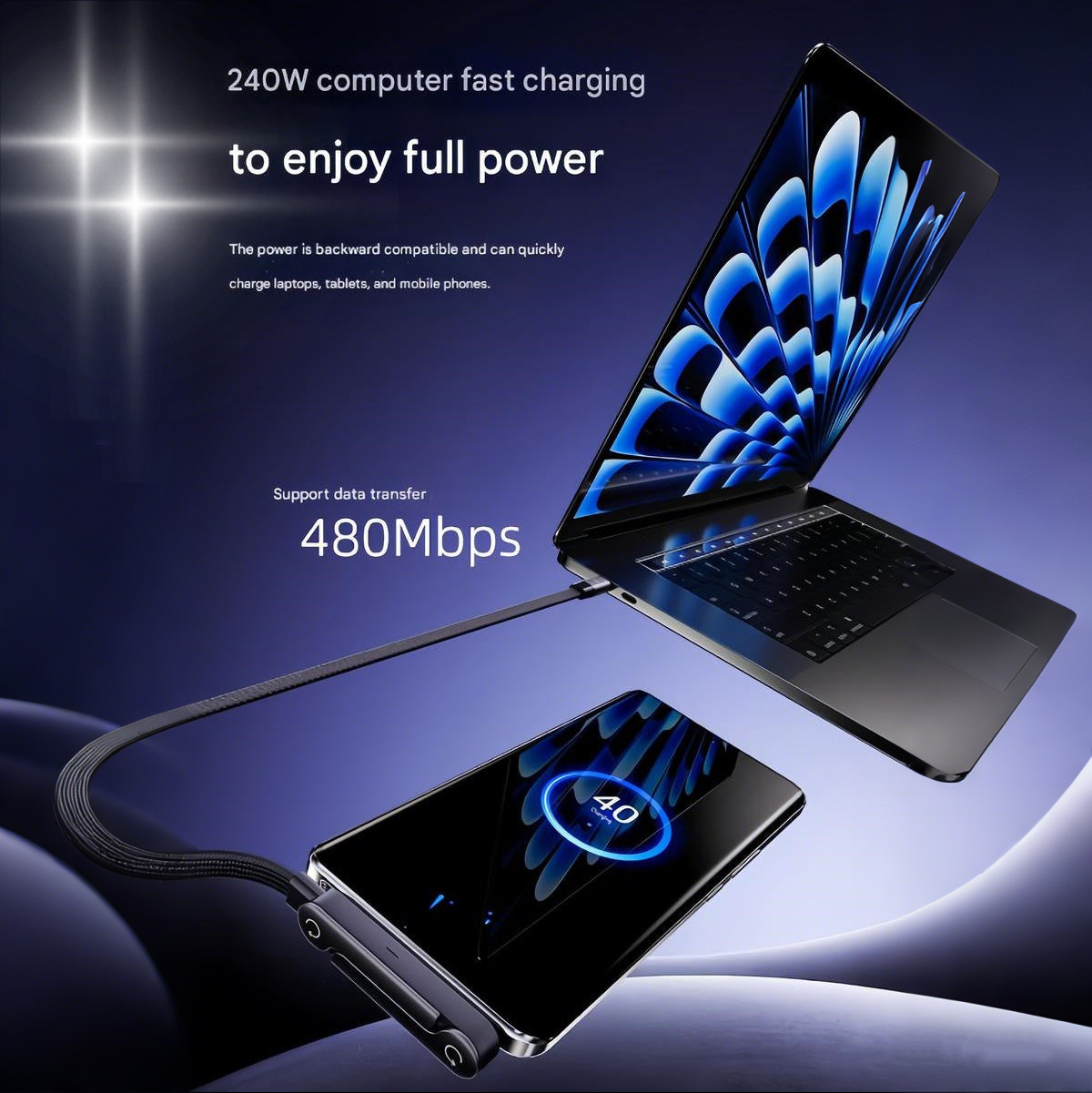 2-in-1 Unsichtbarer Handyhalter mit Ladekabel | 240W Superschnelles Laden