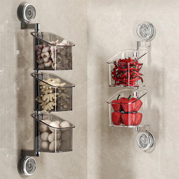 Drehbares Küchen-Organizer-Regal mit Saugnapf | Ordnung auf mehreren Ebenen