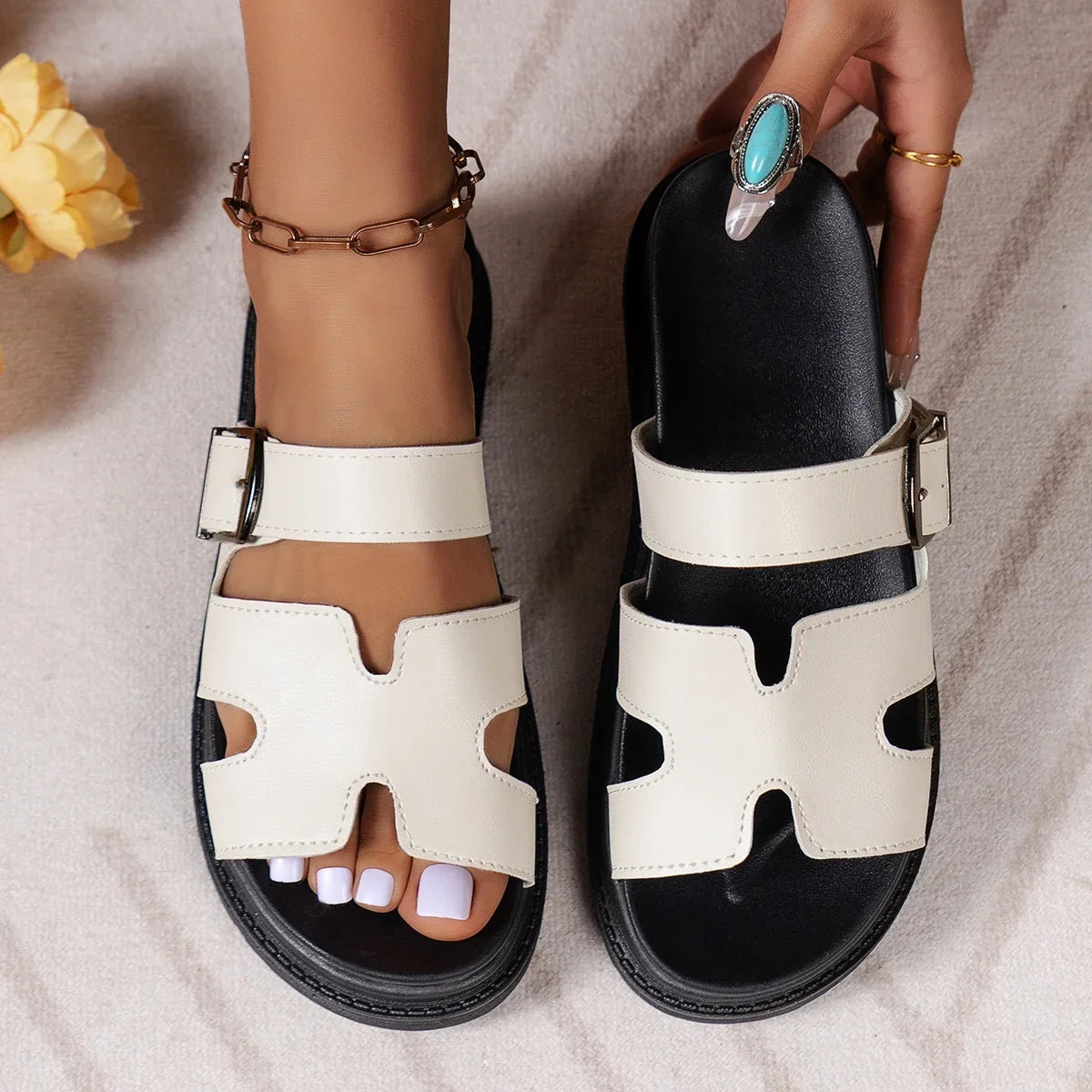 Colorblock Roman Slingback Sandalen | Stilvoller Sommerkomfort