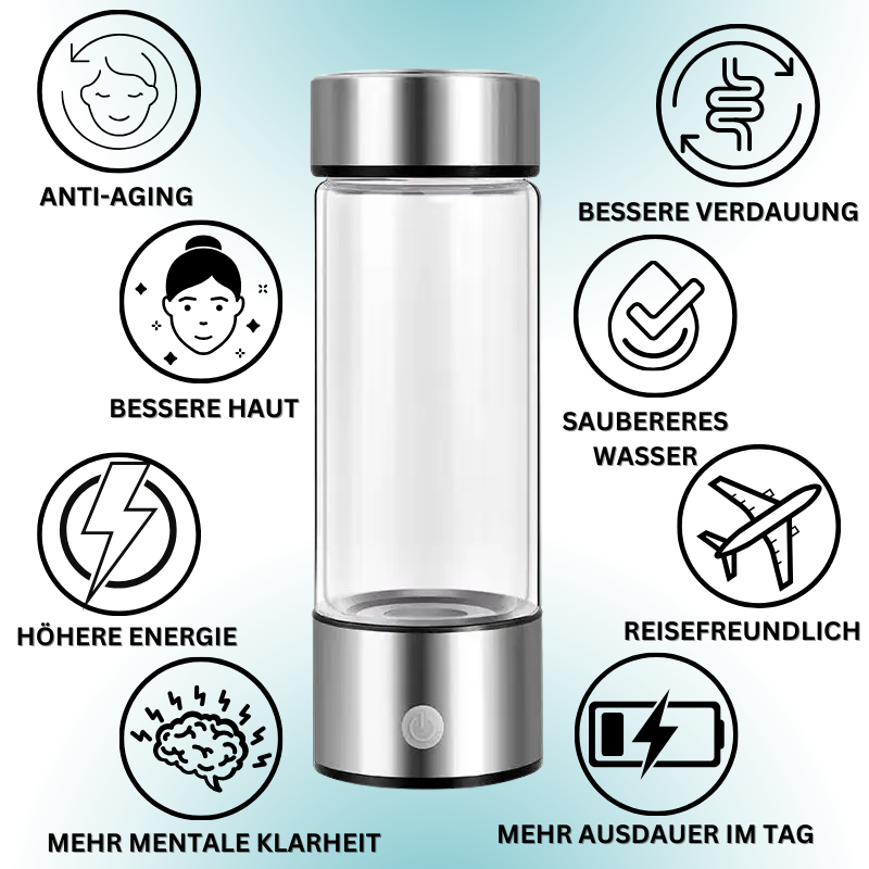HydroLuxe™ – Premium Wasserstoff-Flasche für Alltag & Sport