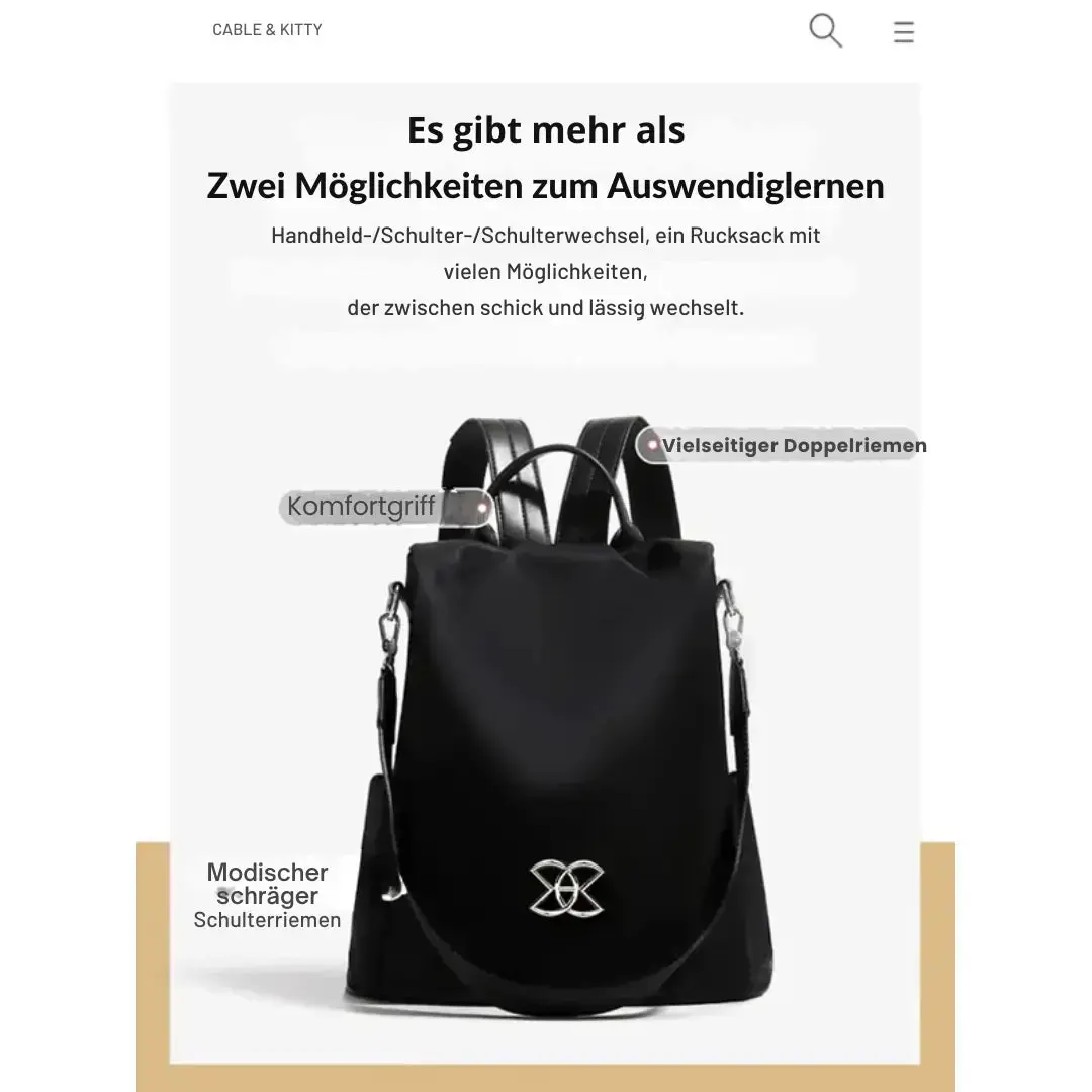 Anti-Diebstahl Rucksack | Stylisch, wasserfest & vielseitig tragbar