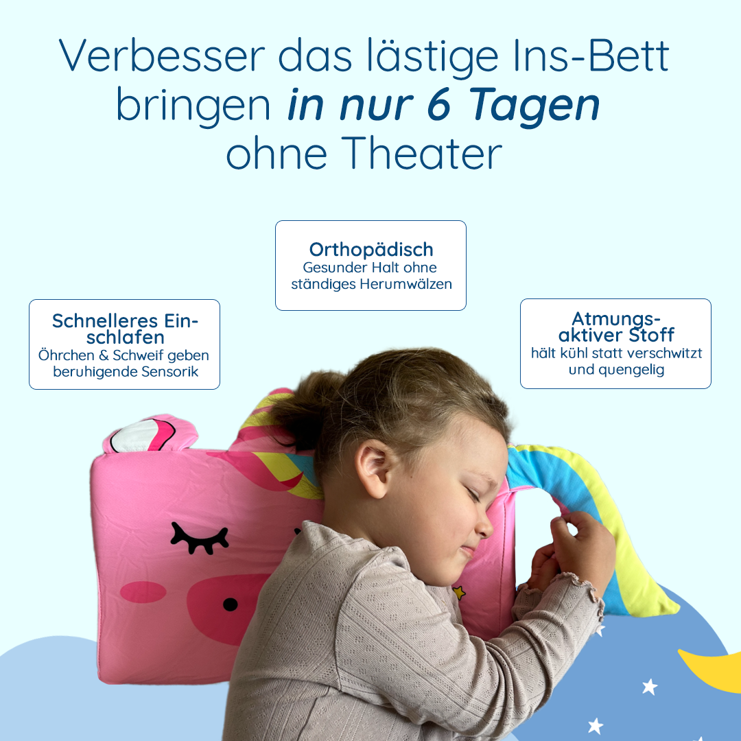 1 + 1 GRATIS | Calmora™ | Beruhigendes Kinderkissen für besseren Schlaf