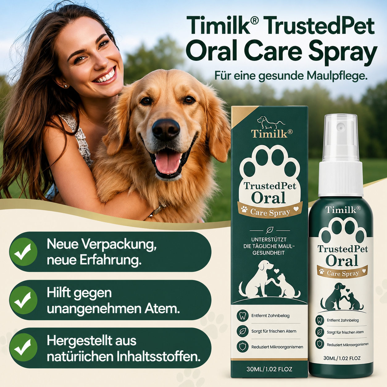 Timilk® TrustedPet Oral Care Spray | Einfache tägliche Zahnpflege
