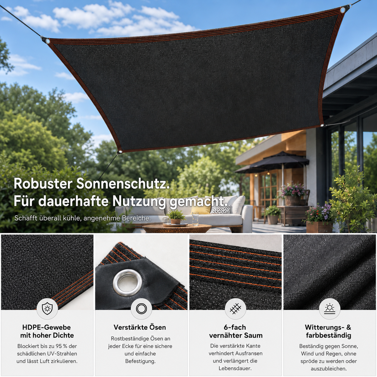 Shadeora™ – Effektiver Schattenspender für Terrasse & Balkon