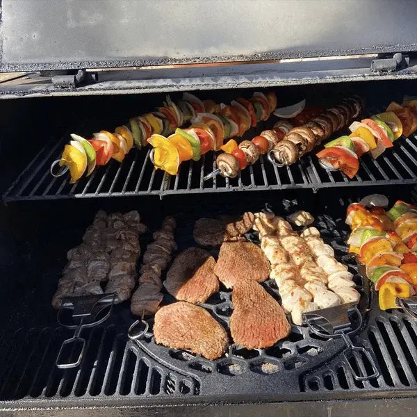 SpießPro™ | Grillspieße – Edelstahl Doppelspieße mit Schiebeabstreifer, rostfrei & spülmaschinengeeignet