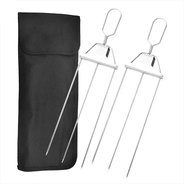 SpießPro™ | Grillspieße – Edelstahl Doppelspieße mit Schiebeabstreifer, rostfrei & spülmaschinengeeignet
