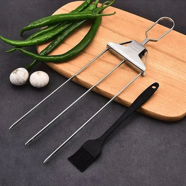 SpießPro™ | Grillspieße – Edelstahl Doppelspieße mit Schiebeabstreifer, rostfrei & spülmaschinengeeignet