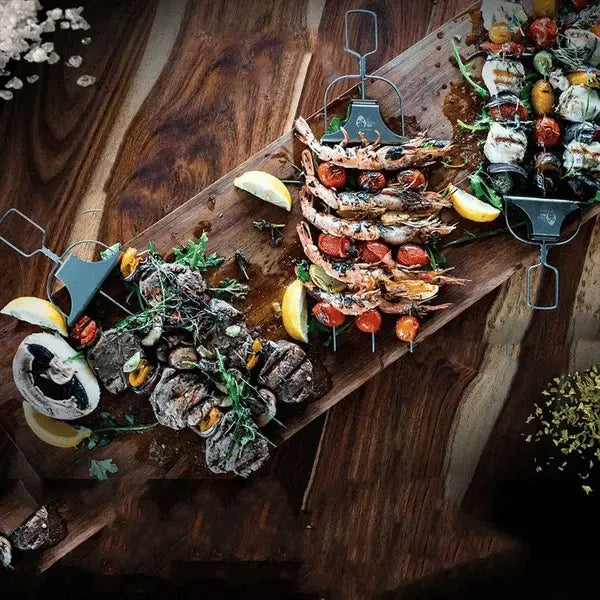 SpießPro™ | Grillspieße – Edelstahl Doppelspieße mit Schiebeabstreifer, rostfrei & spülmaschinengeeignet