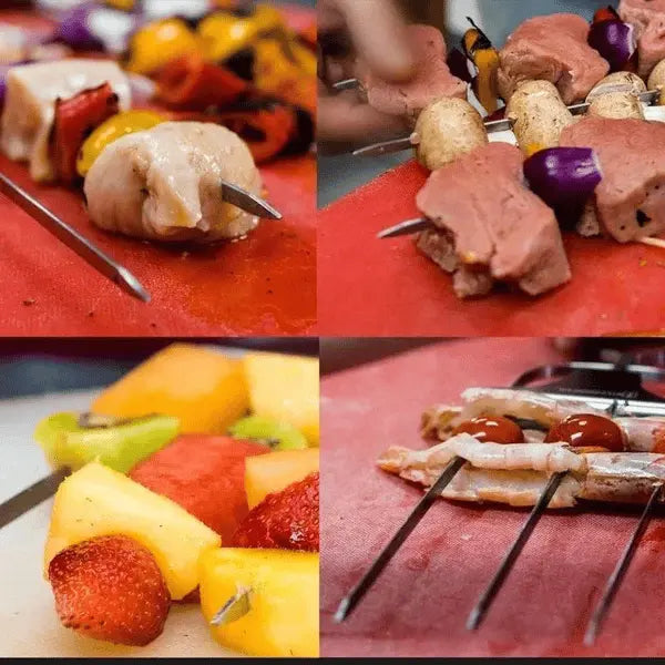 SpießPro™ | Grillspieße – Edelstahl Doppelspieße mit Schiebeabstreifer, rostfrei & spülmaschinengeeignet