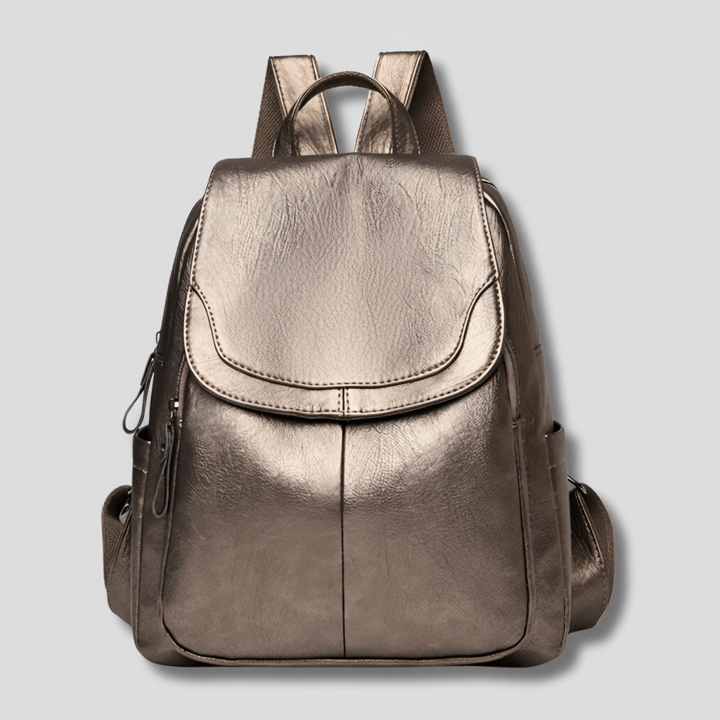 SecureStyle™ | PU-Leder-Rucksack mit Anti-Diebstahl-Reißverschluss