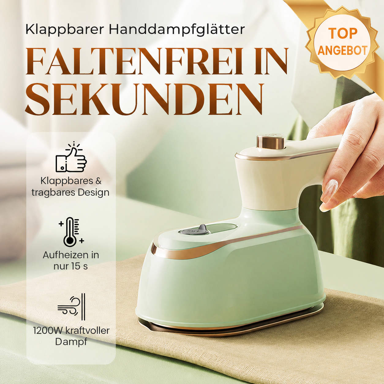 Steamora™ – 2-in-1 Dampfglätter für faltenfreie Kleidung ohne Bügelbrett