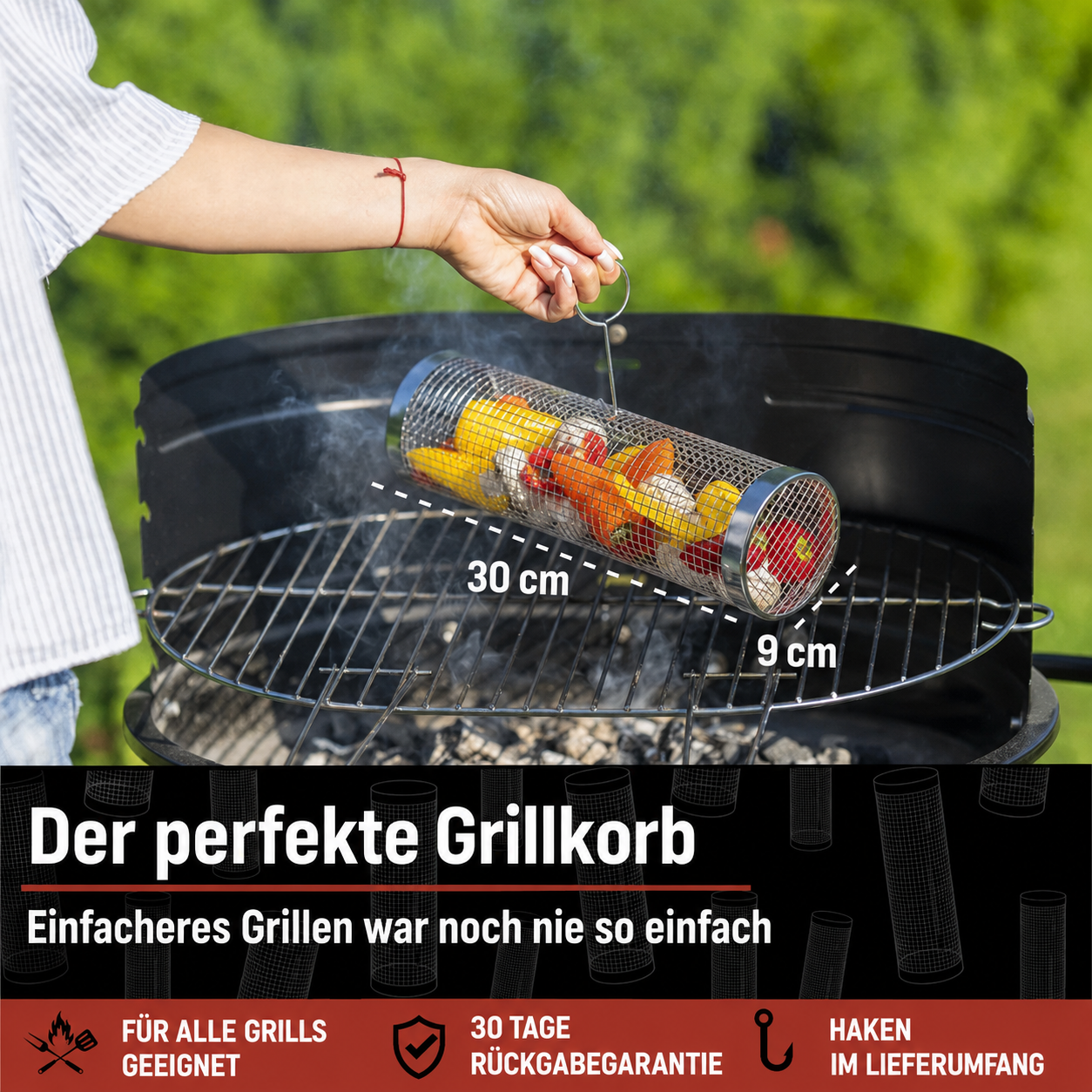 Grillora™ – Edelstahl-Grillkorb für gleichmäßiges Gemüse & Fisch