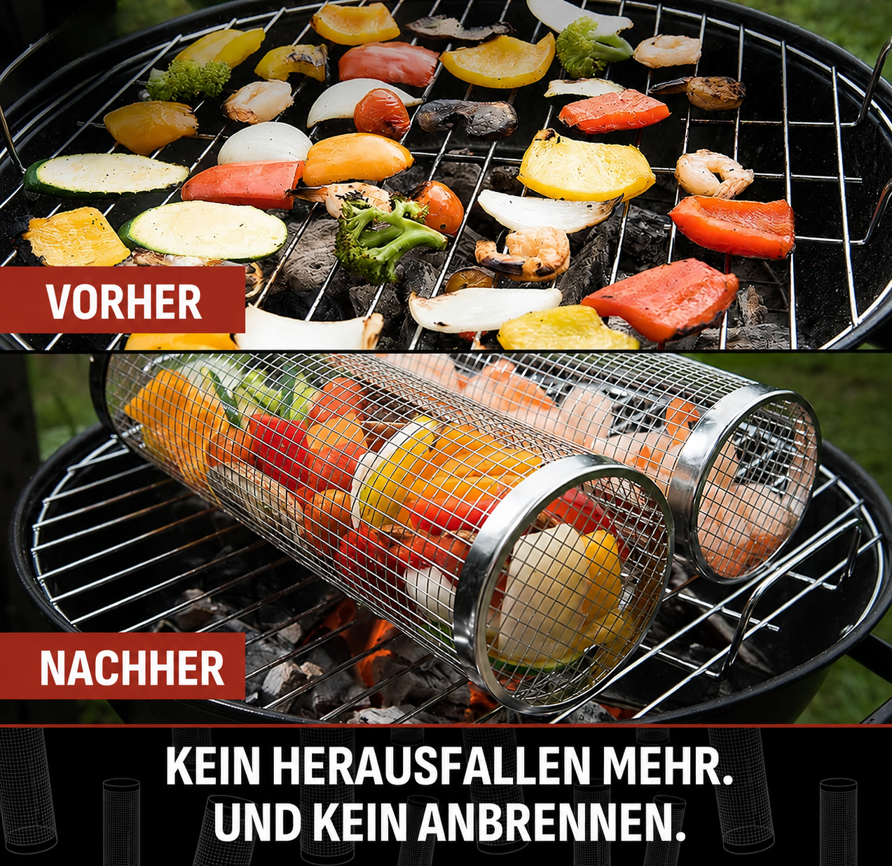 GrillFlex™ – Praktischer Gemüsekorb für müheloses Grillen