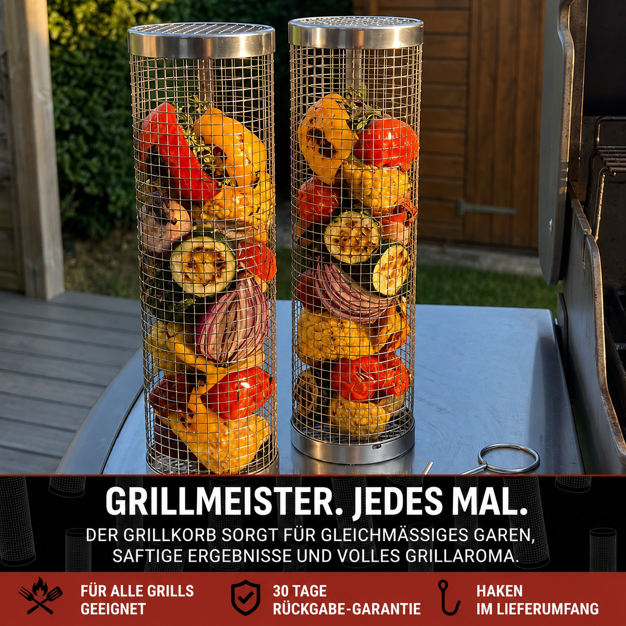 GrillFlex™ – Praktischer Gemüsekorb für müheloses Grillen