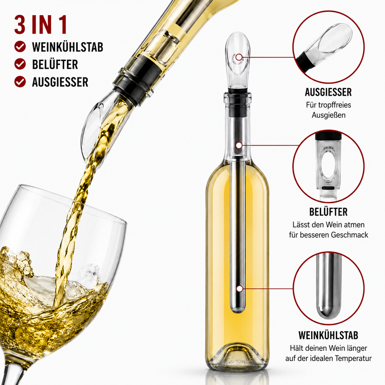 VinoChill™ - Wiederverwendbarer Weinkühler für stundenlang kalten Wein