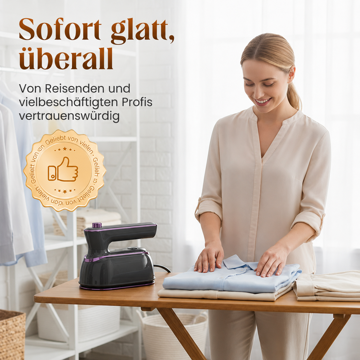 Steamora™ – 2-in-1 Dampfglätter für faltenfreie Kleidung ohne Bügelbrett