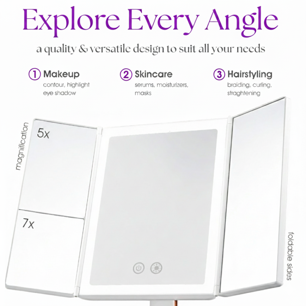 Trilight™ | Trifold LED Schminkspiegel