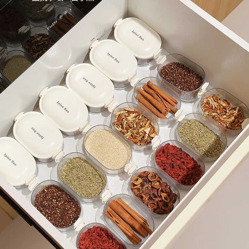 SpiceNest™ | Gewürzboxen | Mehr Ordnung in Sekunden | Stapelbar, luftdicht, transparent