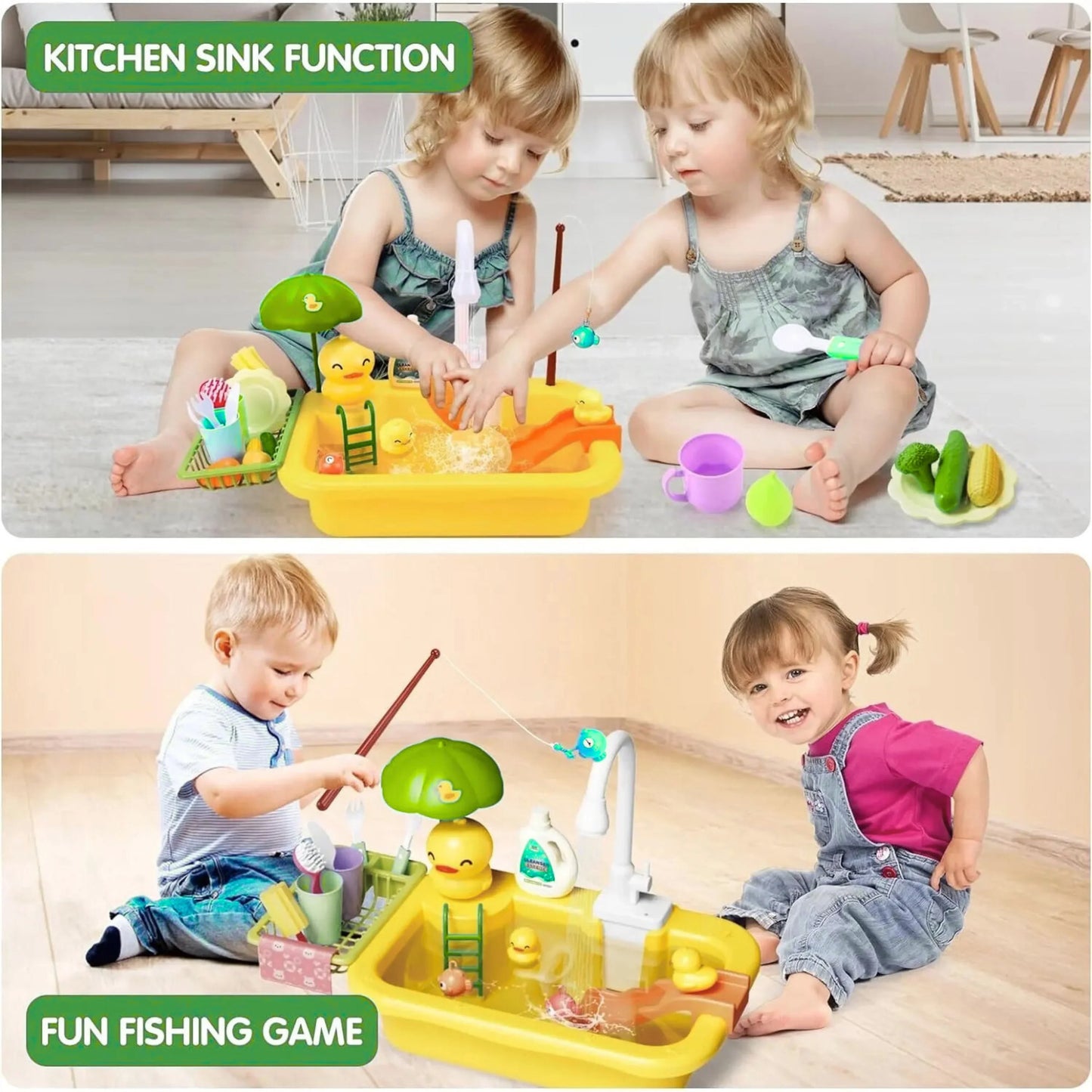 50% RABATT | WashyFun™ | 2-in-1 Spielküchen-Spülbecken mit echter Wasserfunktion & Lernspaß ab 3 Jahren
