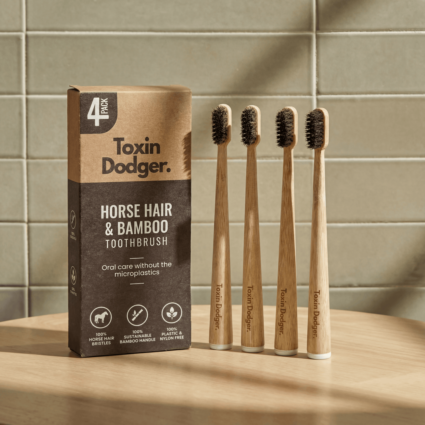 TOXIN DODGER | Zahnbürste mit Wildschwein- oder Pferdeborsten (4er-Pack)