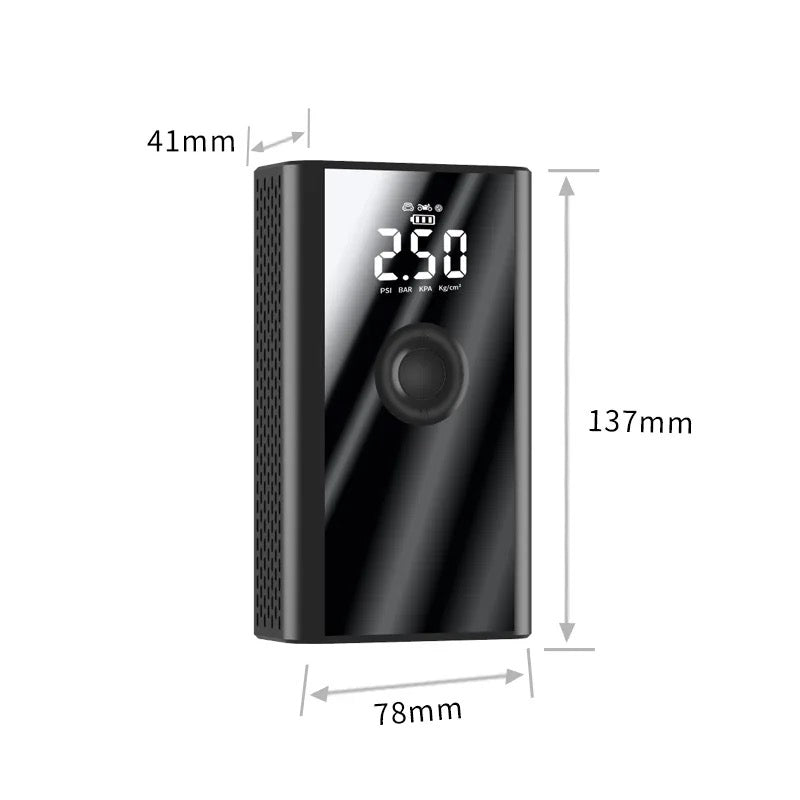 AeroPulse™ | Tragbarer Mini-Kompressor mit LED-Drucksensor & 2000mAh Akku