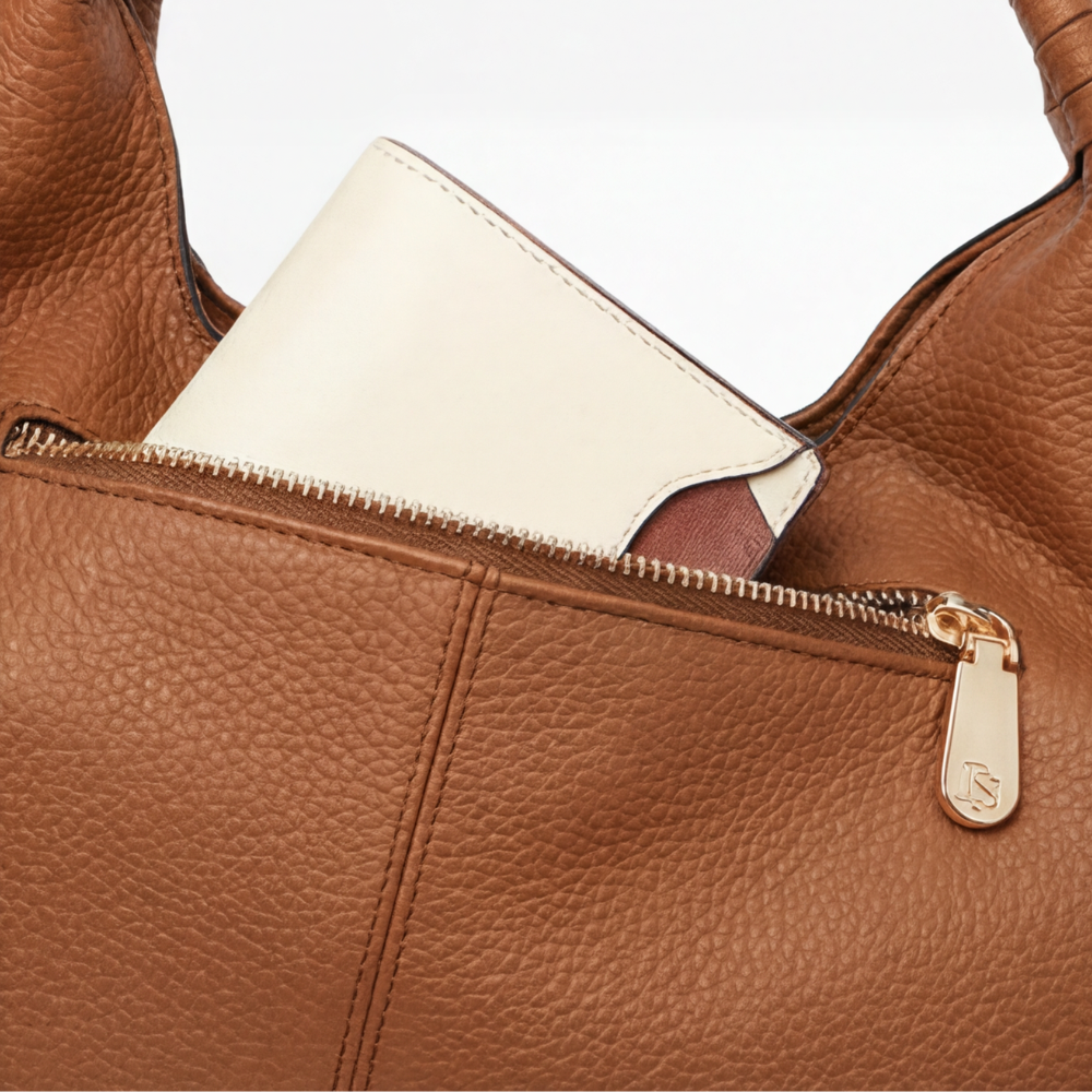 AmberCurve™ | Weiche Leder-Hobo-Tasche mit mehreren Fächern