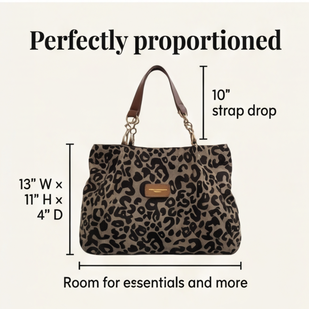 WildElegance™ | Leotard-Print Tote-Bag mit Goldketten-Detail