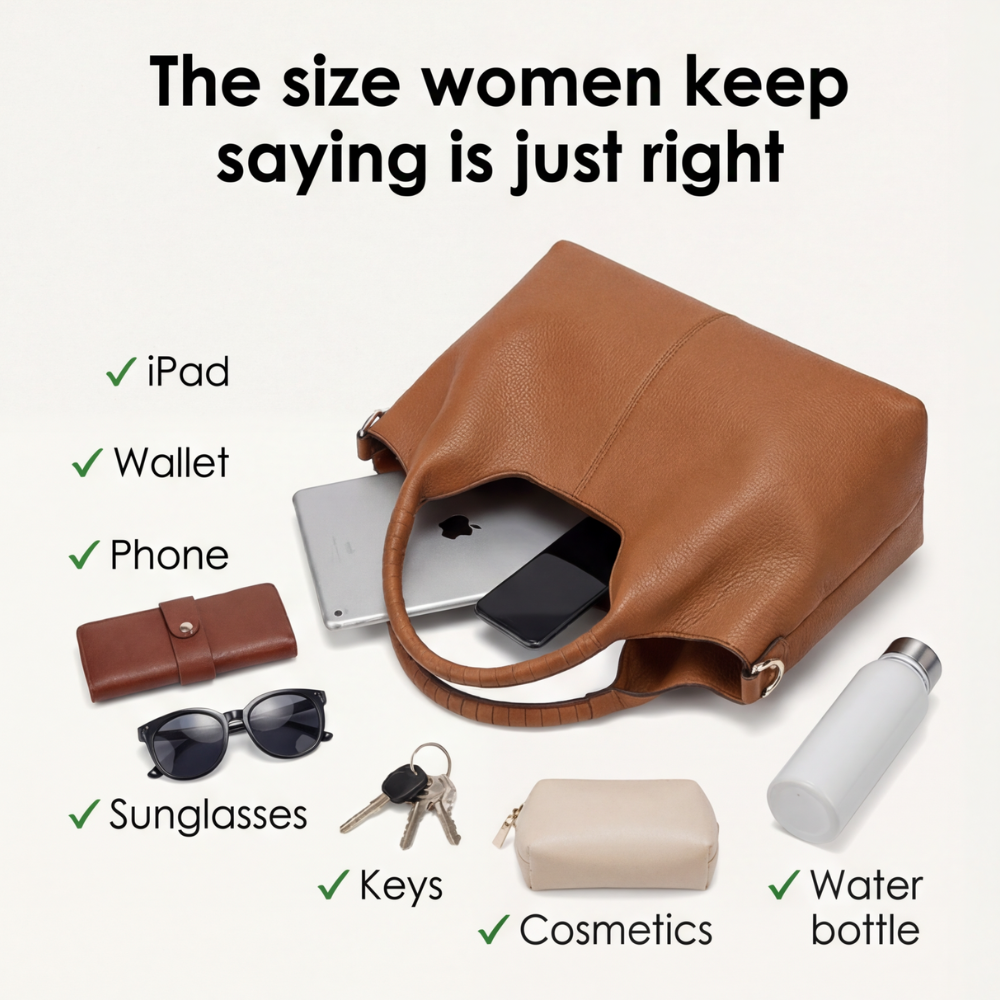 AmberCurve™ | Weiche Leder-Hobo-Tasche mit mehreren Fächern