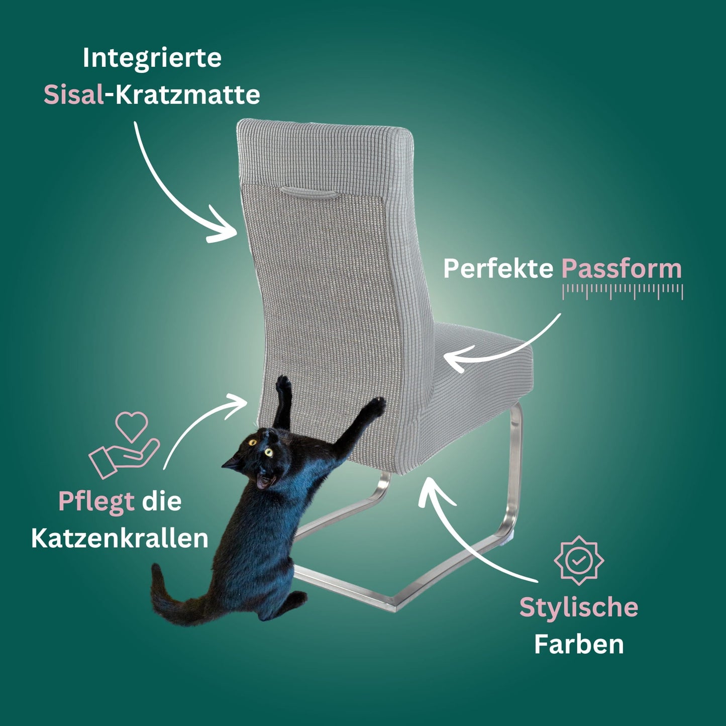 Premium Stuhlhusse mit integrierter Sisal Kratzmatte
