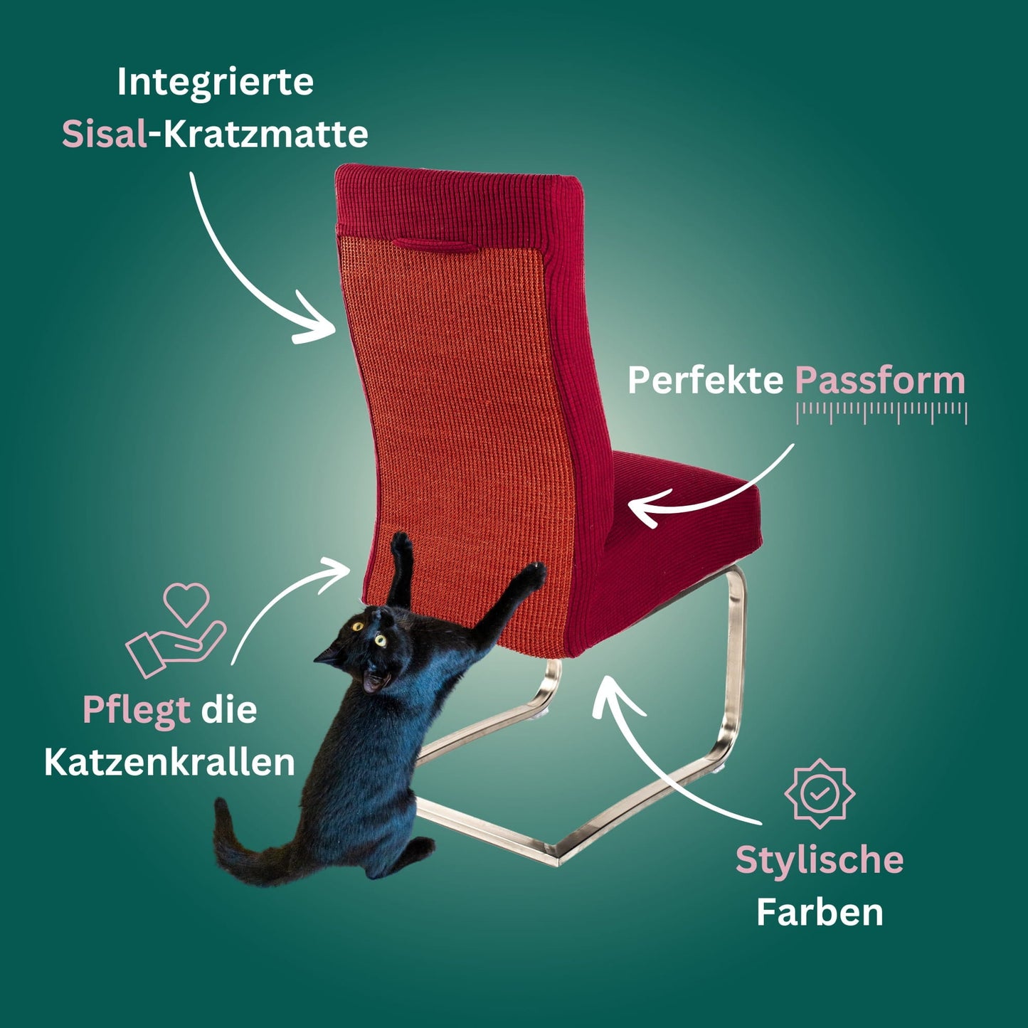 Premium Stuhlhusse mit integrierter Sisal Kratzmatte
