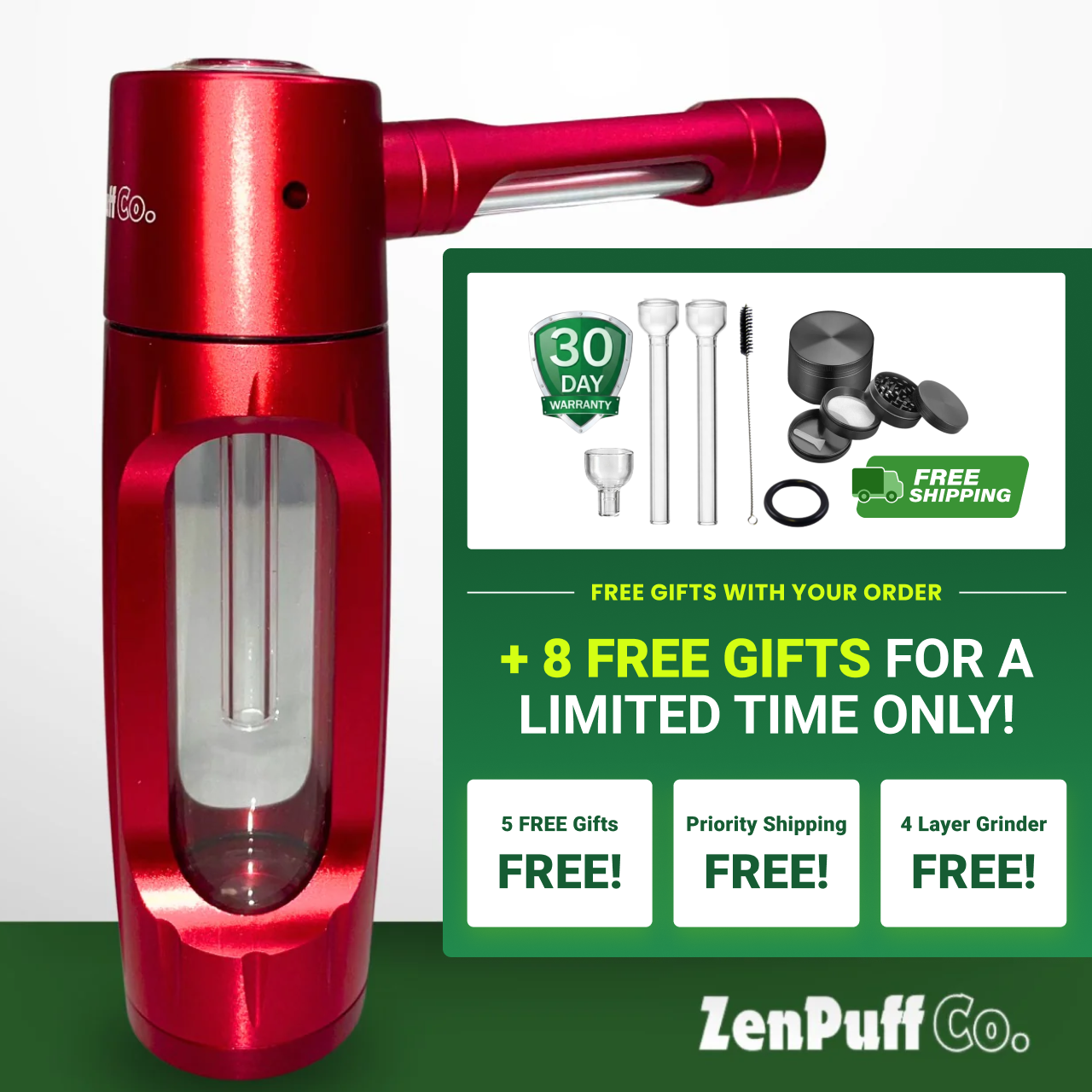 ZenPuff Co.™ | Premium-Wasserflasche aus Glas und Aluminium
