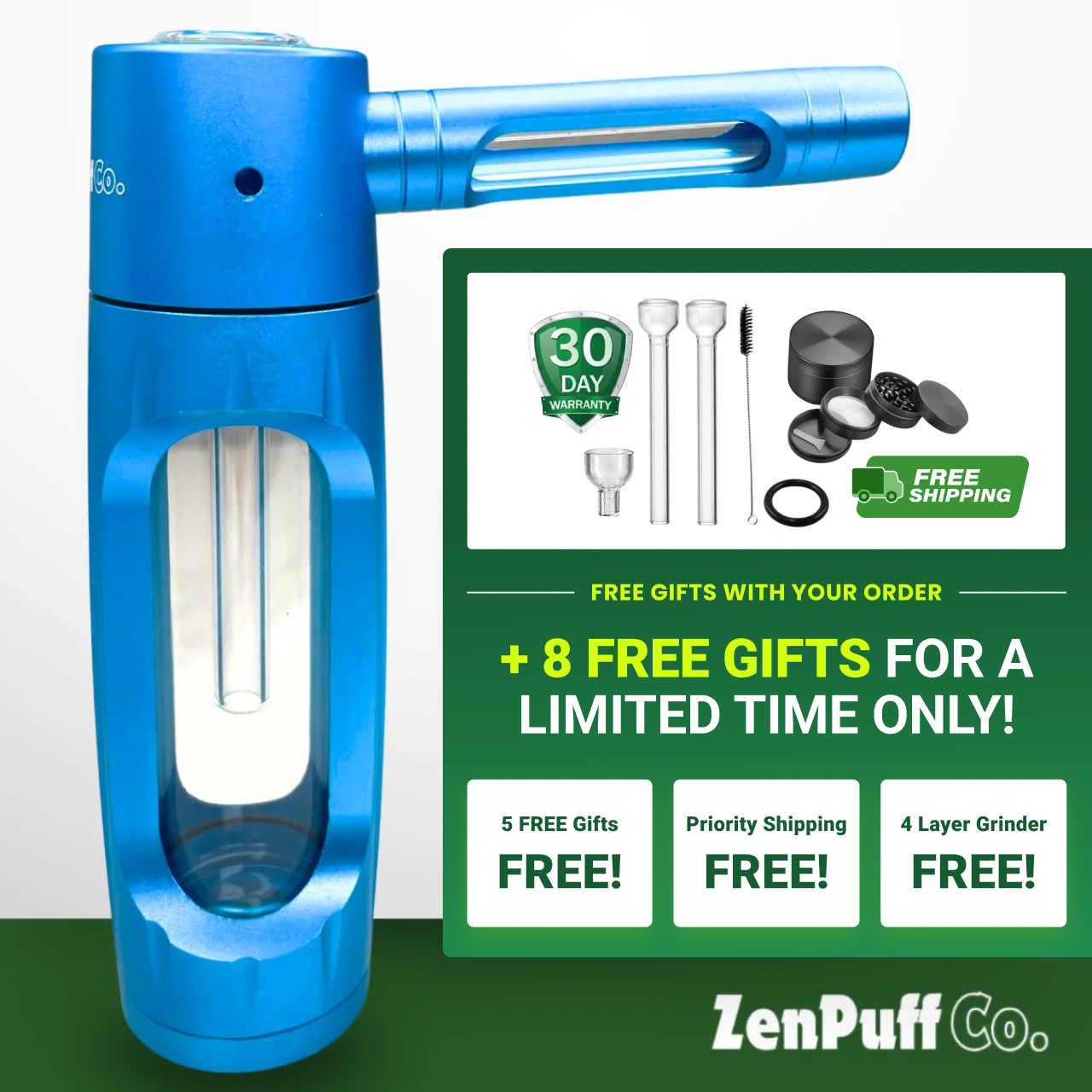 ZenPuff Co.™ | Premium-Wasserflasche aus Glas und Aluminium