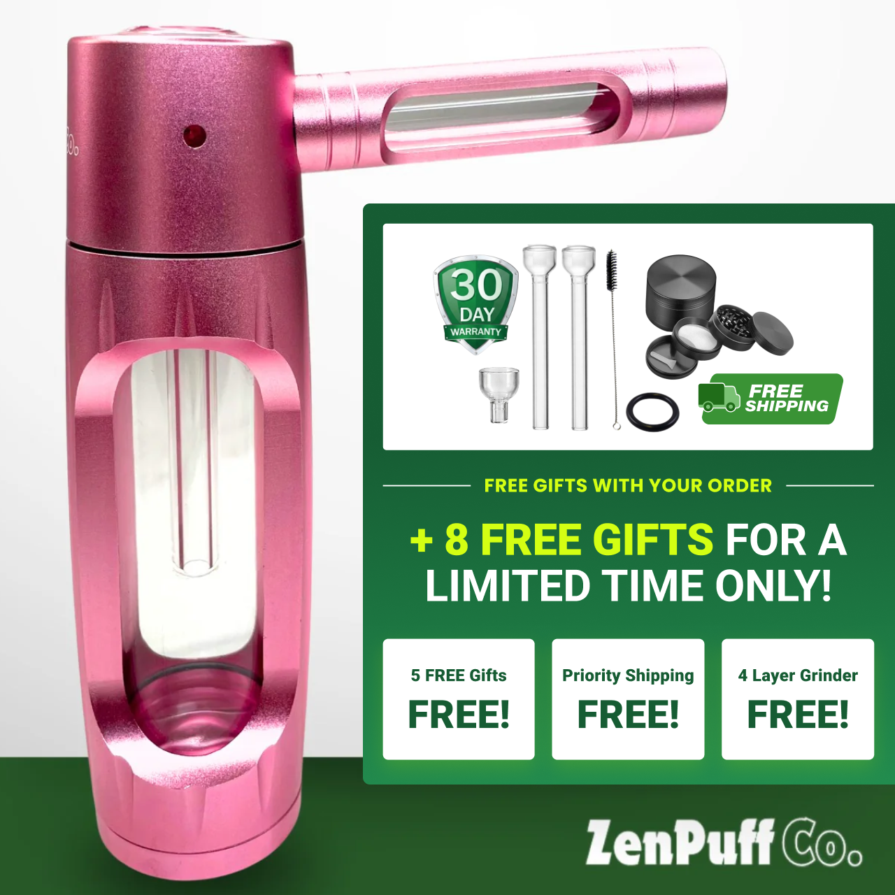 ZenPuff Co.™ | Premium-Wasserflasche aus Glas und Aluminium