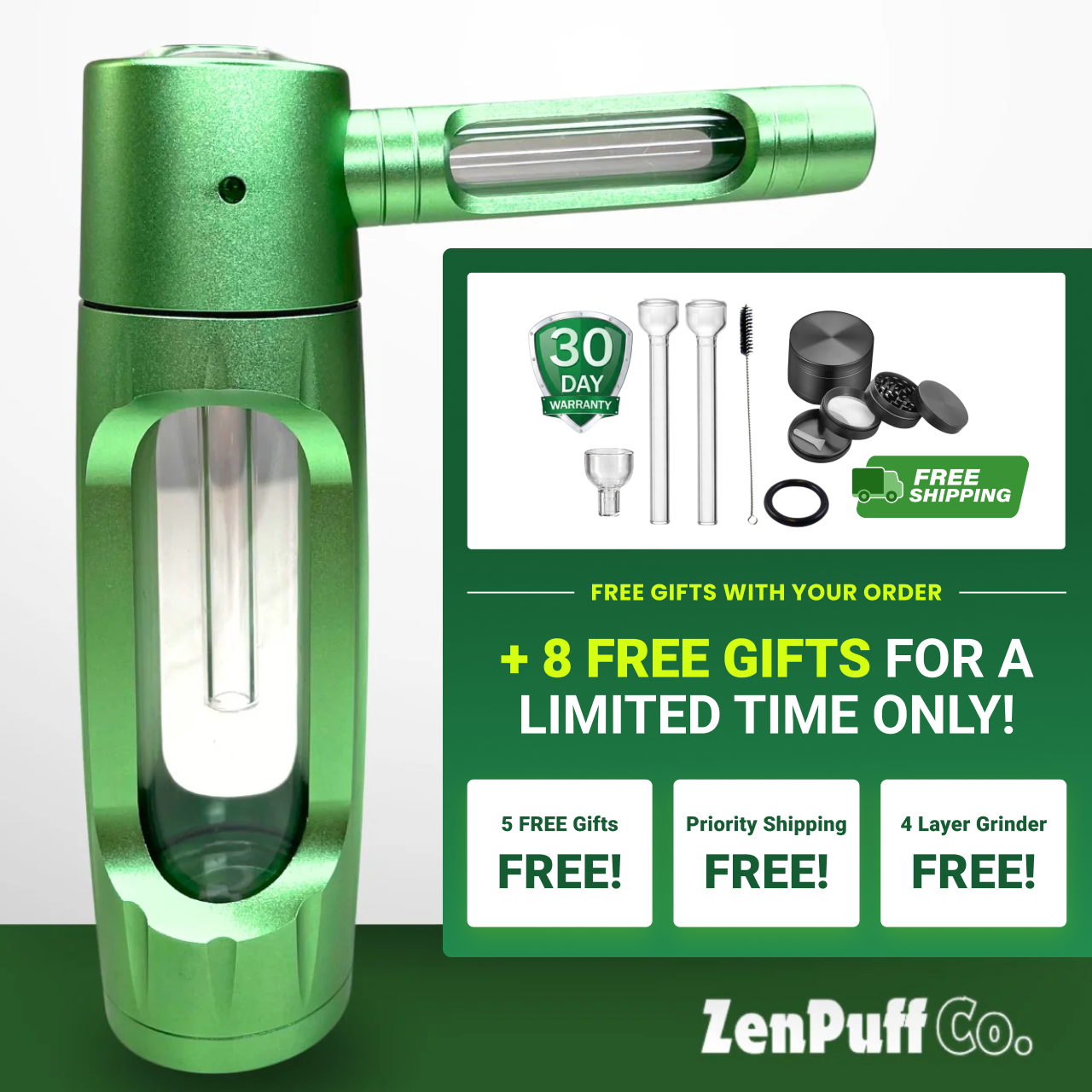 ZenPuff Co.™ | Premium-Wasserflasche aus Glas und Aluminium