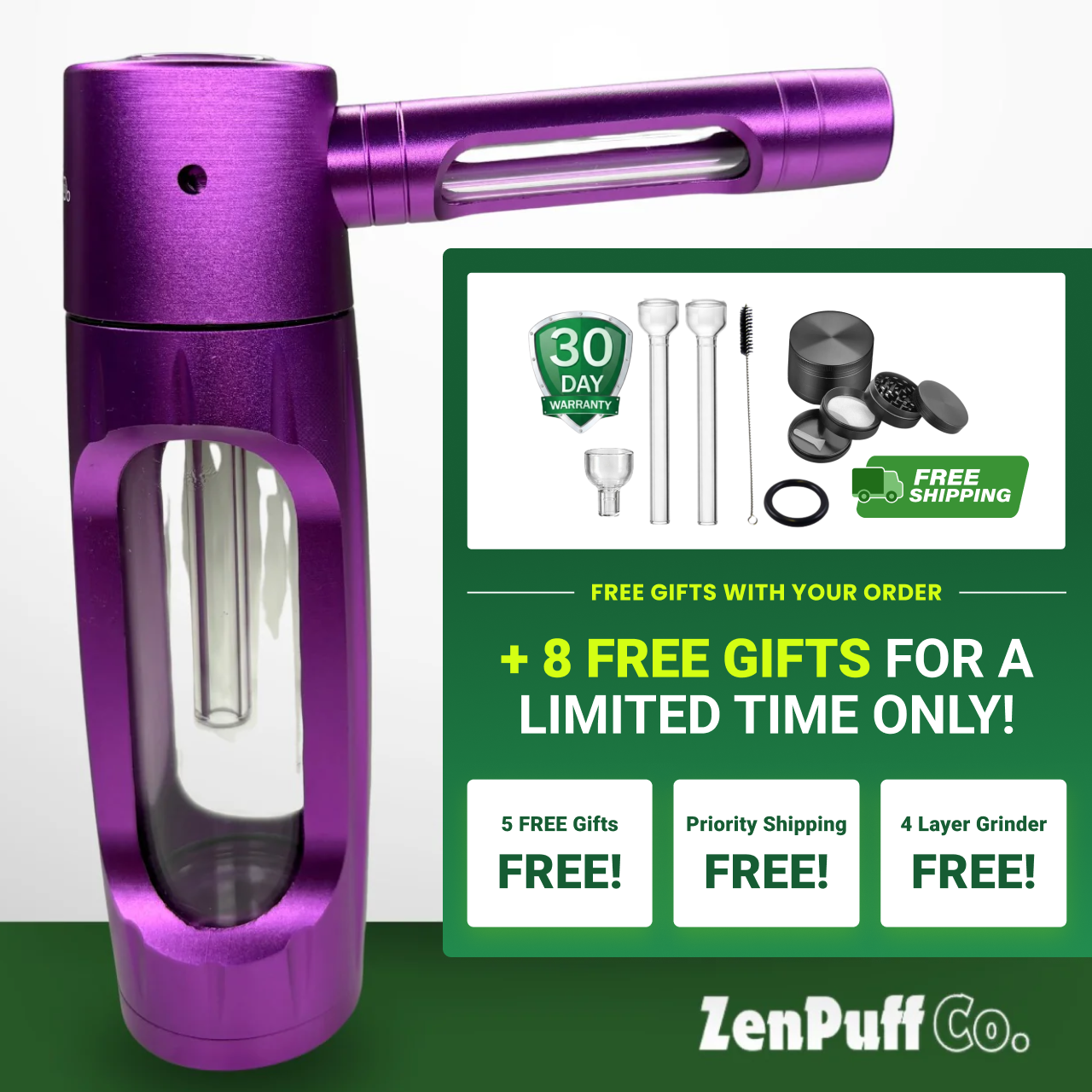 ZenPuff Co.™ | Premium-Wasserflasche aus Glas und Aluminium