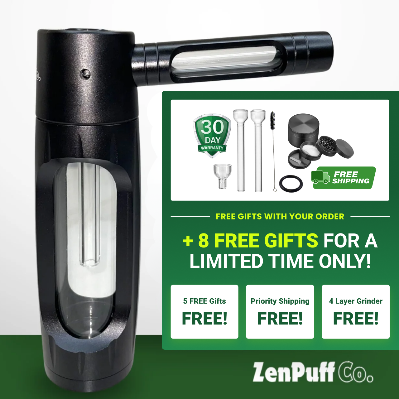 ZenPuff Co.™ | Premium-Wasserflasche aus Glas und Aluminium