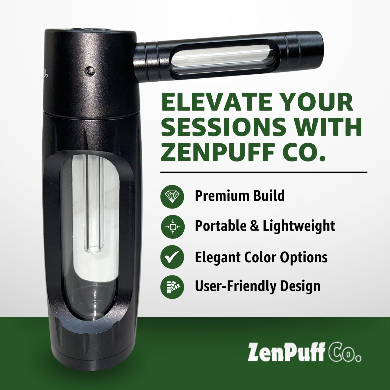 ZenPuff Luxus-Wasserflasche aus Aluminium/Glas