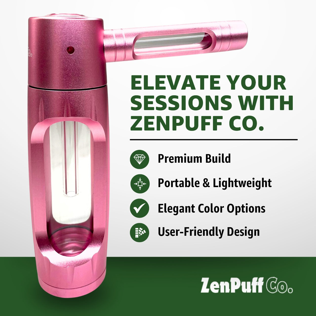 ZenPuff Luxus-Wasserflasche aus Aluminium/Glas