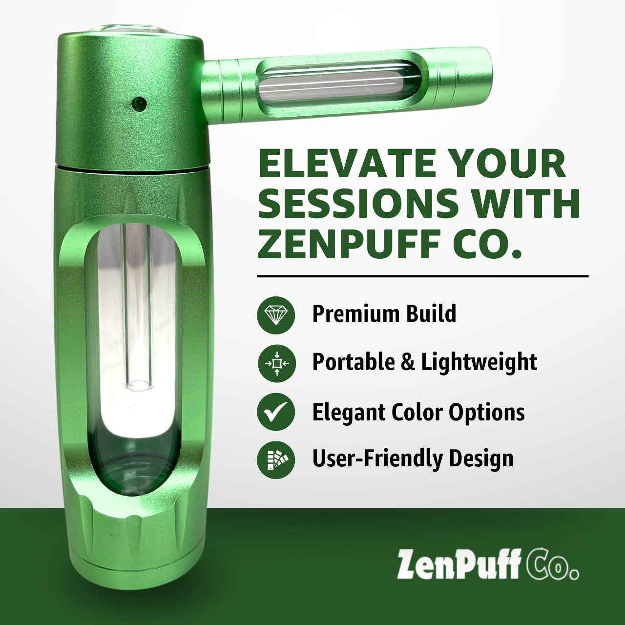 ZenPuff Luxus-Wasserflasche aus Aluminium/Glas