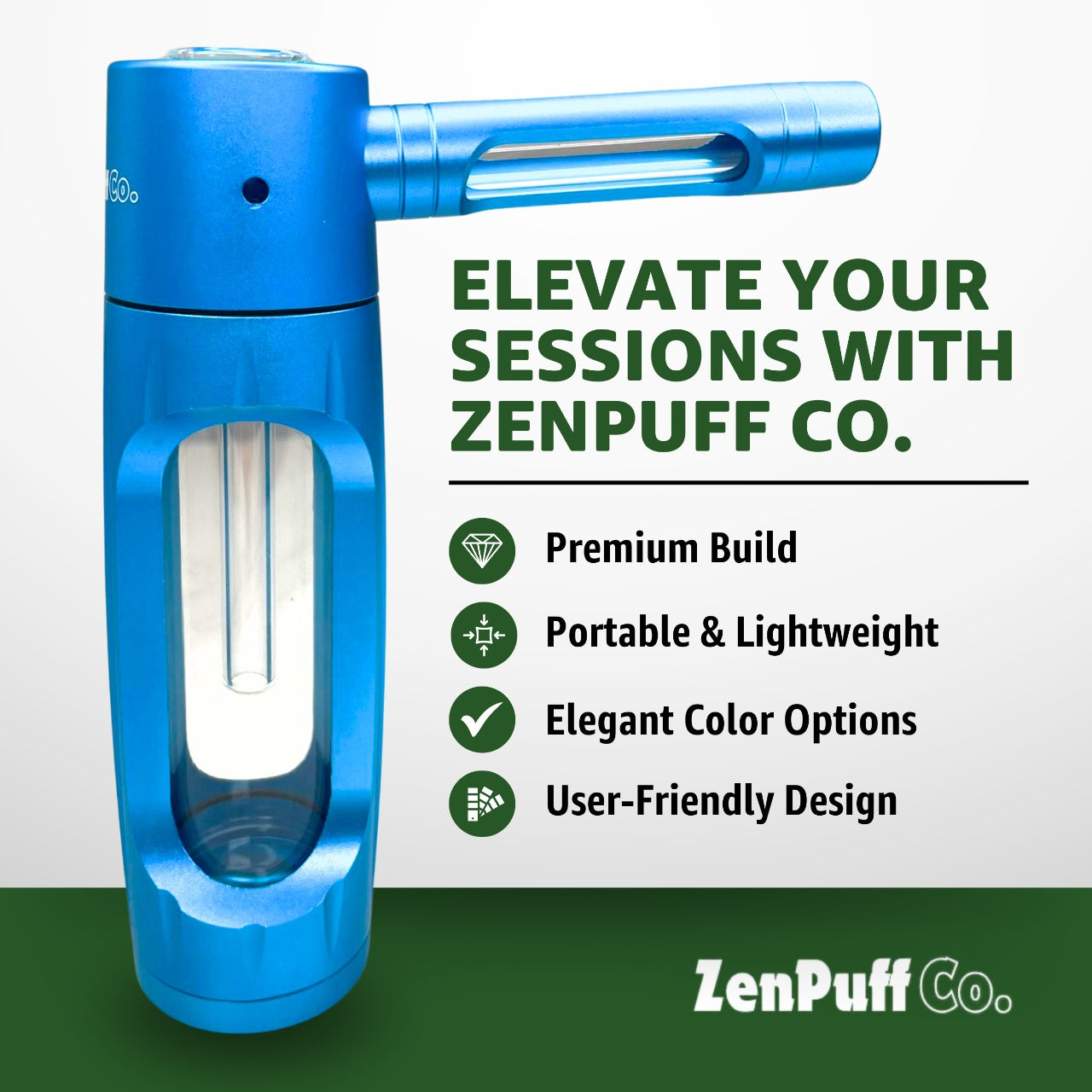 ZenPuff Luxus-Wasserflasche aus Aluminium/Glas