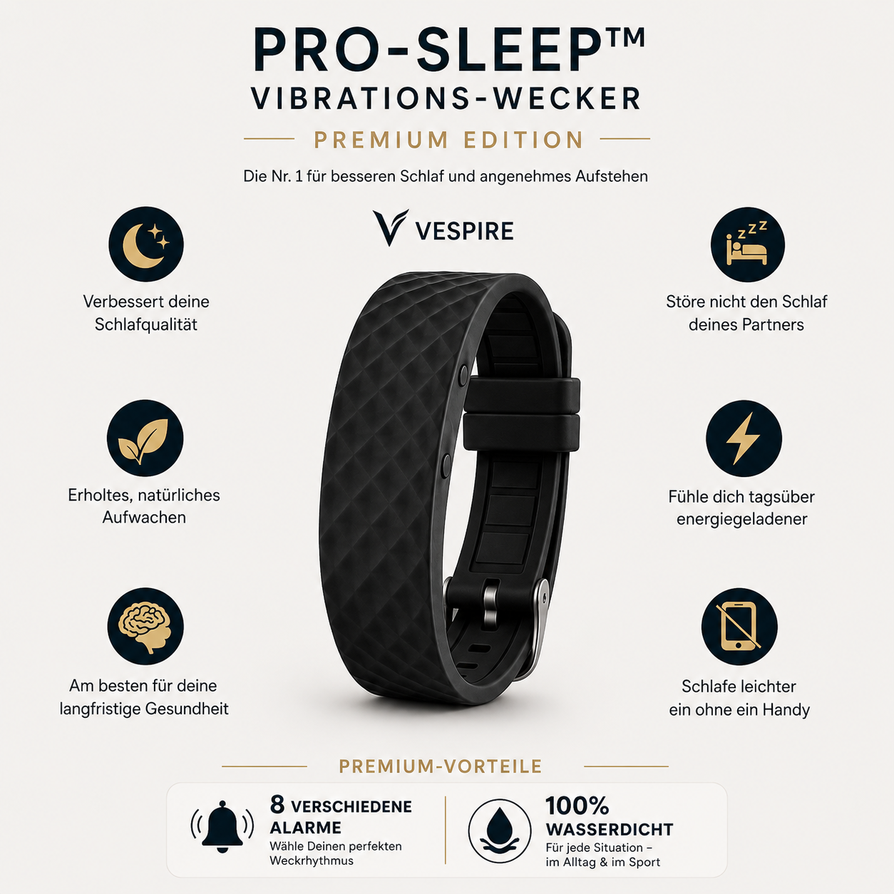 WakeLuxe™ – Lautloser Vibrationswecker für angenehme Morgenroutinen