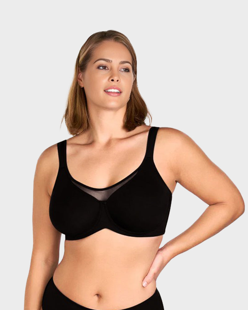 Plus Size Kühlender Minimizer-BH mit voller Abdeckung - Hautfarben+Schwarz+Rot (3er-Pack)