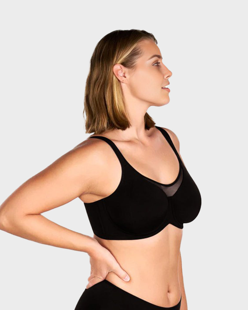 Plus Size Kühlender Minimizer-BH mit voller Abdeckung - Hautfarben+Schwarz+Rot (3er-Pack)